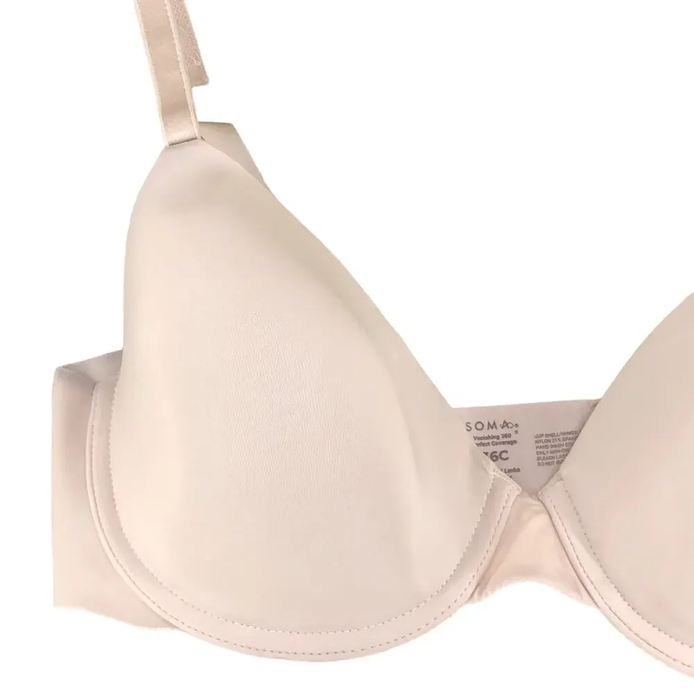 Soma Womens Size 36 C Bra Vanishing 360 Perfect Coverage Underwire Cream